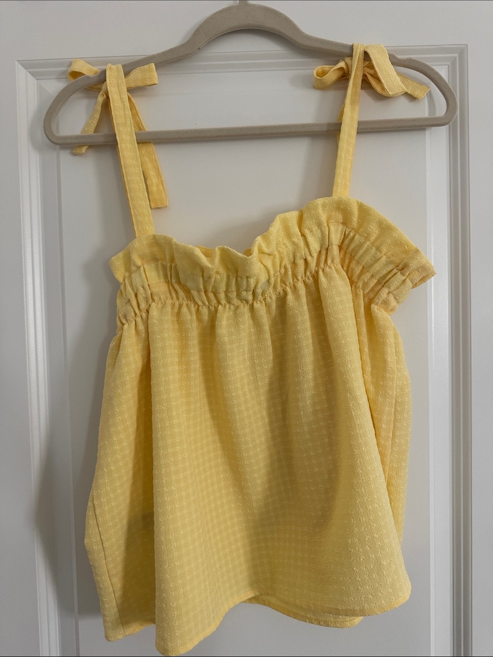 H&M Yellow Tie-Shoulder Ruffled Camisole